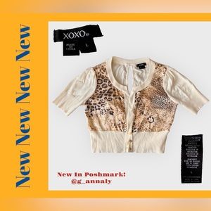 “XOXO”  Leopard Crop Cardigan